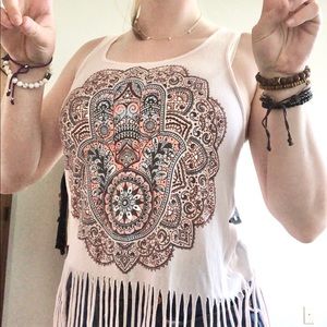 pink fringe tank